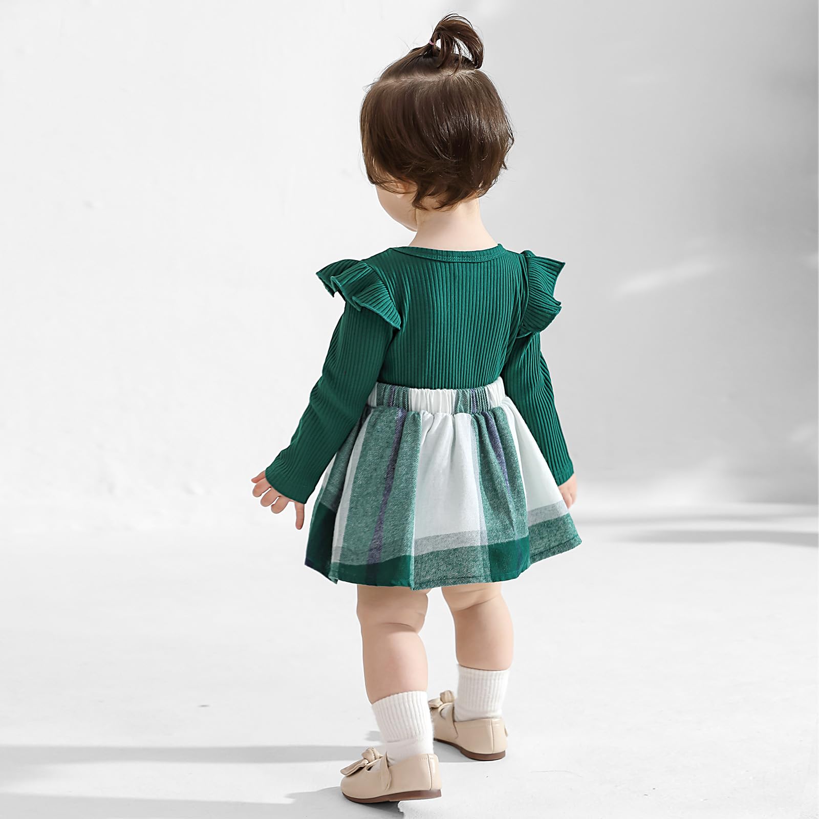 Adorable Baby Girl Fall Winter Outfits - Newborn Infant Ruffle Romper Dress with Headband 0-18 Months | Cute Baby Clothes for Holidays, Photoshoots & Special Occasions