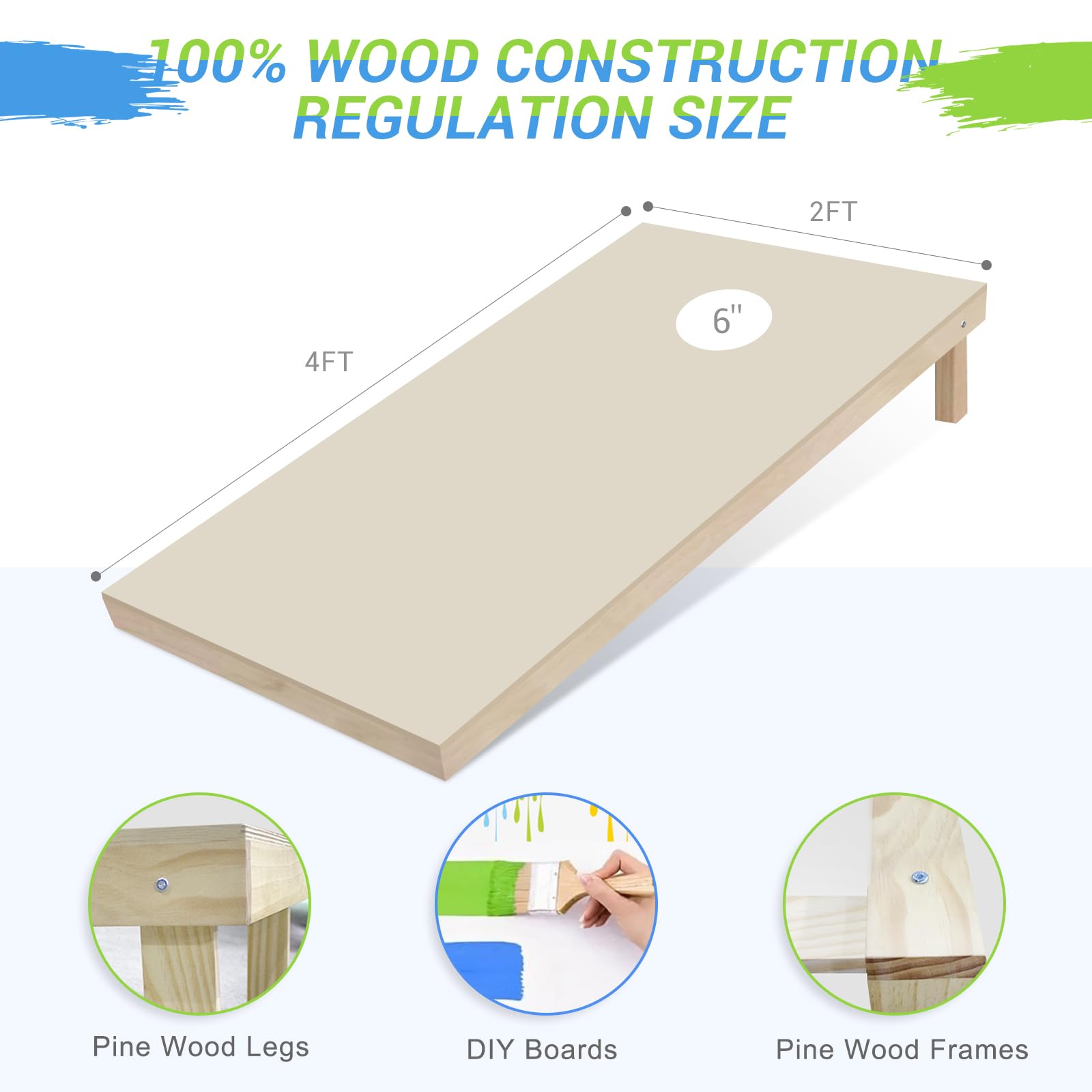 Premium 4×2FT Wooden Cornhole Set with 8 Bean Bags & Scoreboard - Outdoor Lawn Game for Adults, Family, Backyard Parties, Tailgating, and BBQ Gatherings (DIY Style)