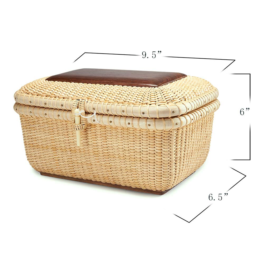 Handwoven Rattan Storage Basket Set with Lid - Nantucket Rectangular Baskets for Shelves, Home Organization & Decor | Perfect for Bedroom, Bathroom & Living Room Storage
