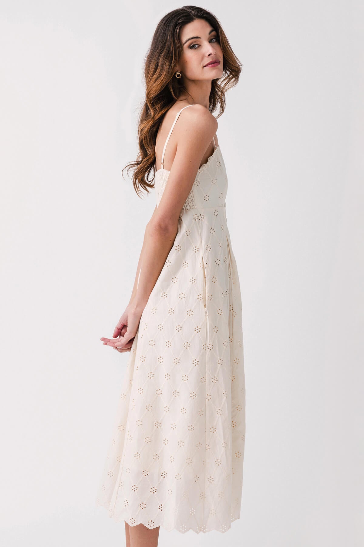 By Together Eyelet Button Up Dress - Women's Floral Summer Casual Dress with Short Sleeves | Perfect for Beach, Vacation & Date Night Outfits