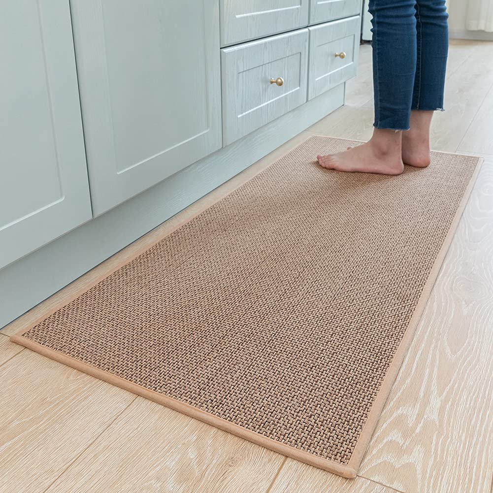 Non-Slip Washable Kitchen Rugs and Mats - Absorbent Runner Rug for Kitchen Floor, Sink Area - Beige 20x47 Inches - Perfect for High Traffic Areas, Spill Protection & Comfort While Cooking