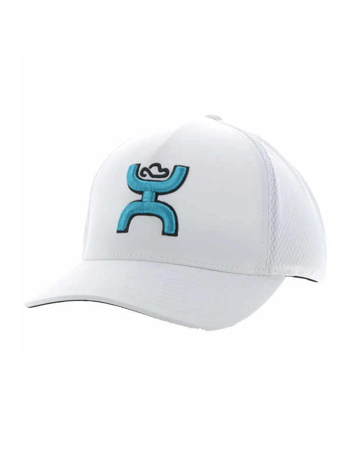 Hooey 2312WH COACH Mid Profile Flexfit Trucker Hat - White Adjustable Baseball Cap for Men & Women - Perfect for Outdoor Sports, Fishing, and Casual Wear
