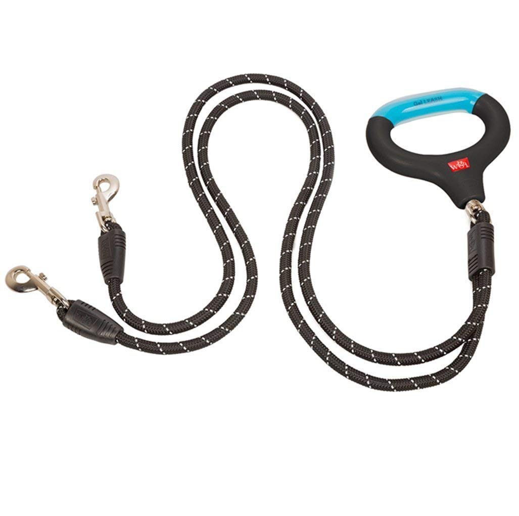 WIGZI Dual Dog Leash for Medium & Large Dogs - Strong Gel Rope Dog Leash with Comfortable Handle, Black (2-Pack) - Perfect for Walking, Running & Training Active Dogs