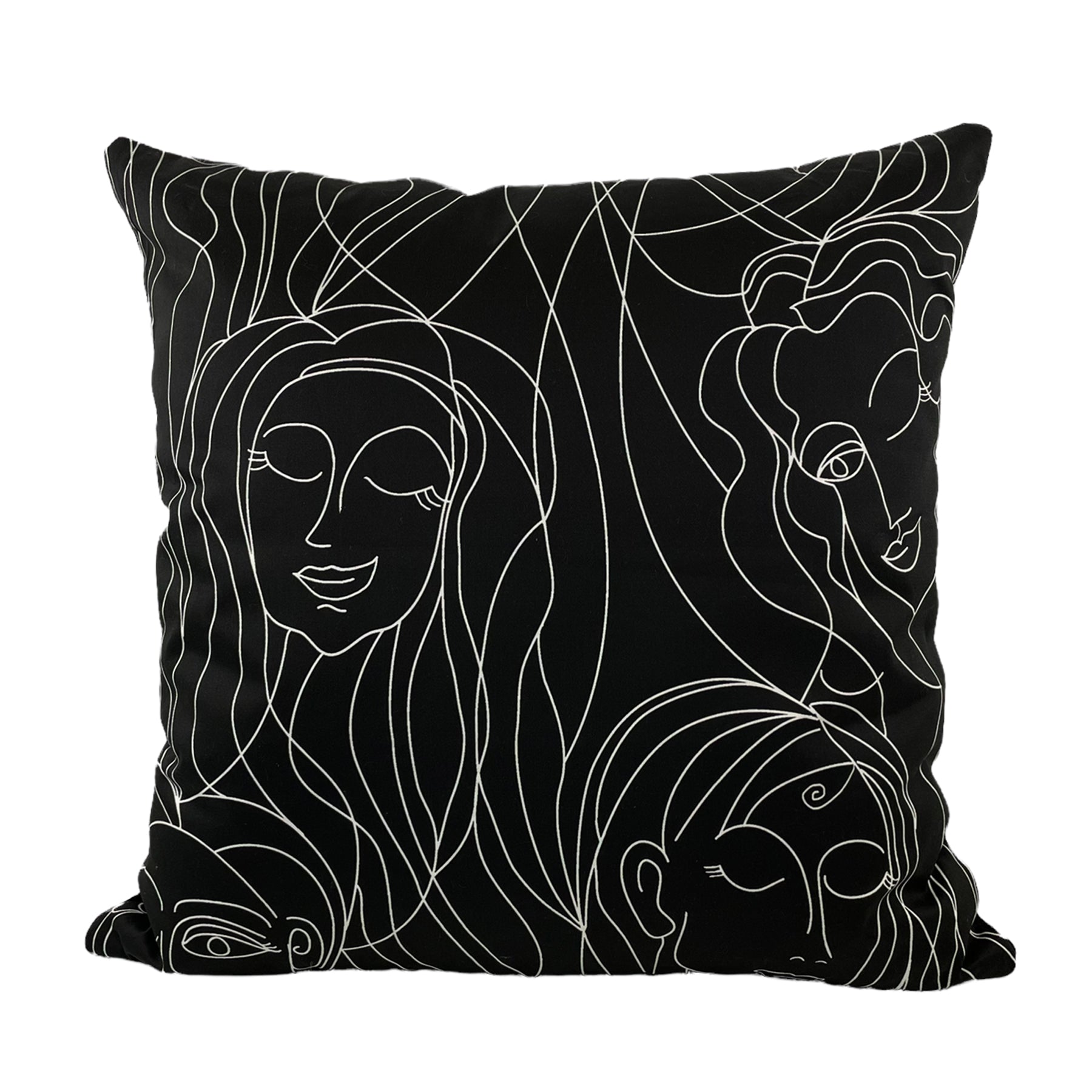 Winking Picasso Ladies Black Royal Back Throw Pillow 22x22 - Modern Home Decor for Living Room, Bedroom & Office