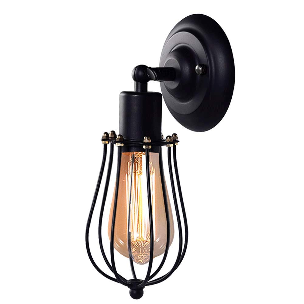 Vintage Industrial Wall Sconce - Single Head Edison Bulb Reading Light for Restaurant, Bar, Balcony & Hallway | Classic Metal Wall Lamp with Artistic Shadow Effect | Perfect for Ambient Lighting in Cafes, Bedrooms & Entryways