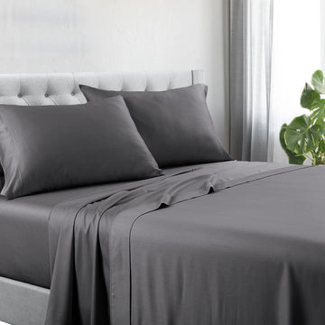 Premium 1200 Thread Count Hotel Quality Cotton Rich Sheet Set - King & Single Size - Charcoal Gray - Ultra Soft & Breathable for Luxury Bedding - Perfect for Home, Hotel, and Airbnb Use
