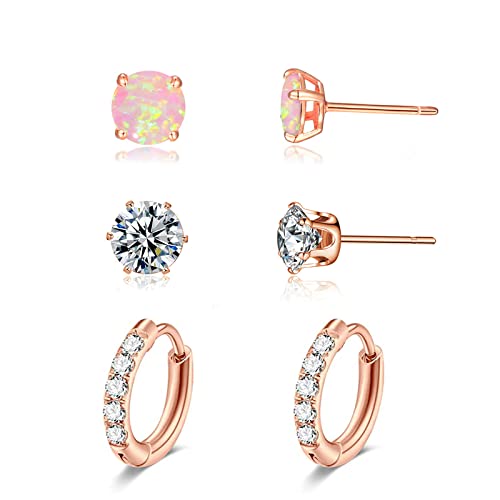 3 Sets Rose Gold-Pink Opal