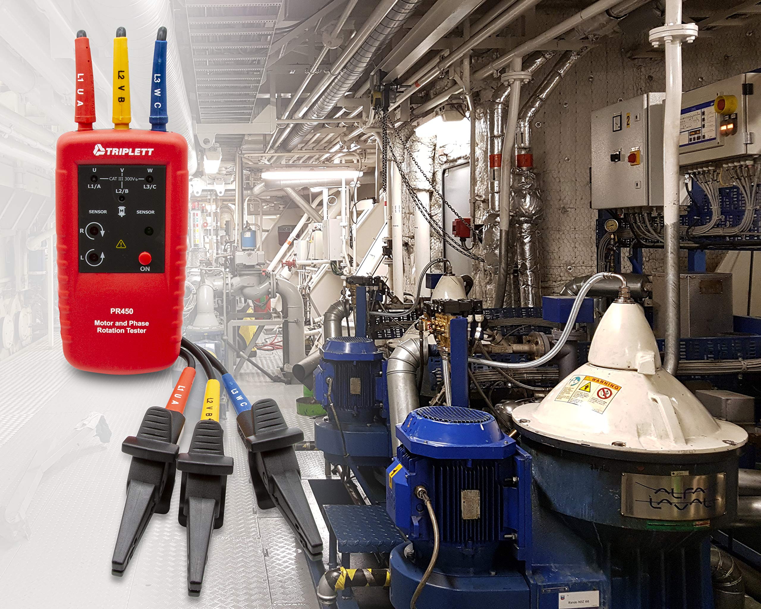 Triplett PR450 Digital Motor and Phase Rotation Tester - Professional Electrical Testing Tool for HVAC, Industrial Motors & 3-Phase Systems