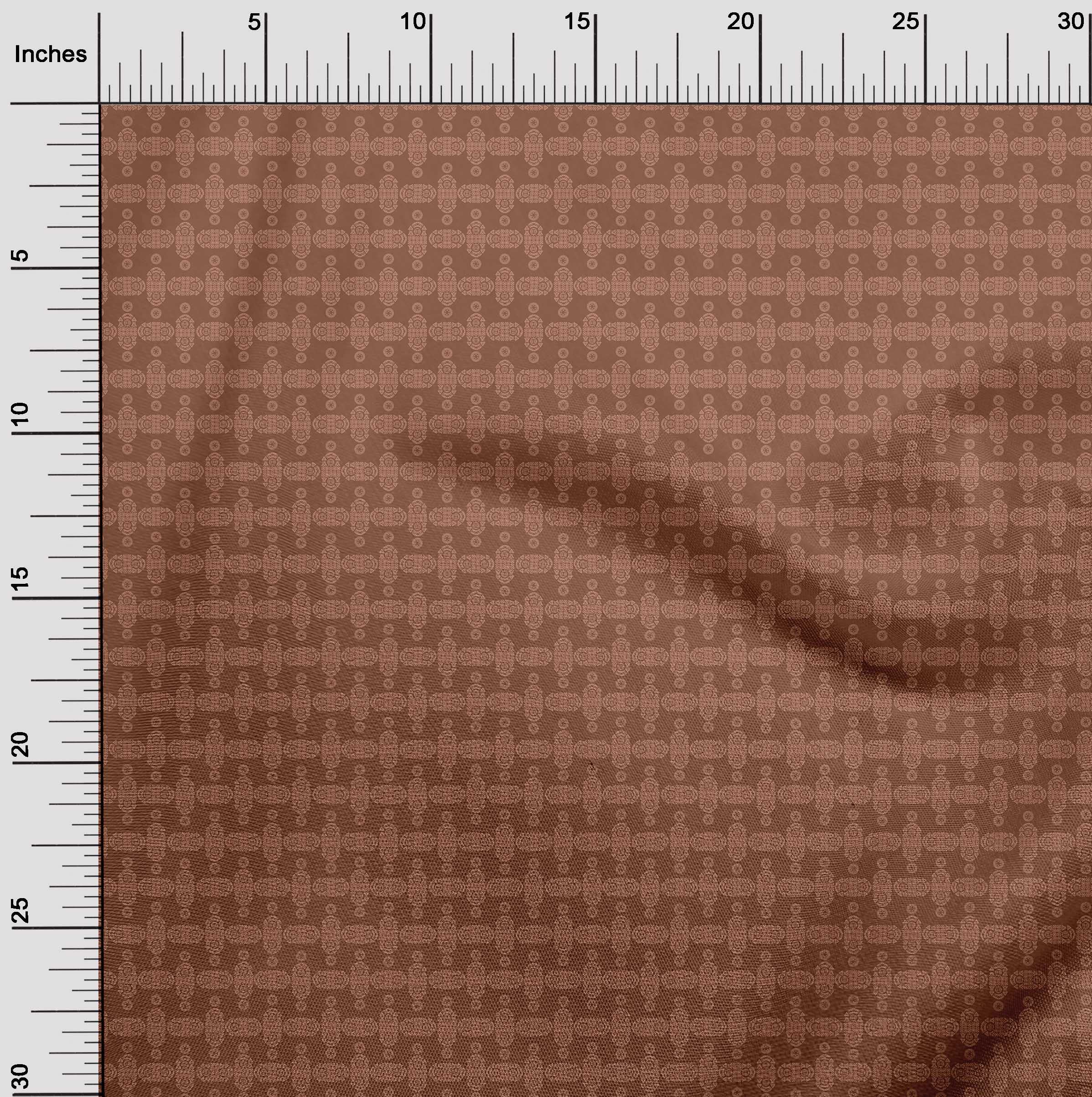 oneOone Polyester Spandex Rust Brown Geometric Print Fabric - 56 Inch Wide DIY Clothing & Quilting Material for Dresses, Skirts, and Home Decor Projects
