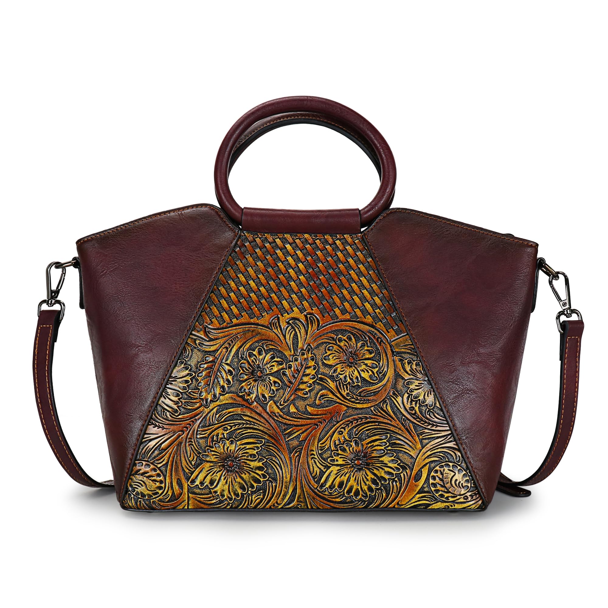 Stylish Women's Leather Satchel Handbag - Crossbody, Top Handle & Shoulder Bag - Medium Tote Purse for Work, Travel & Everyday Use