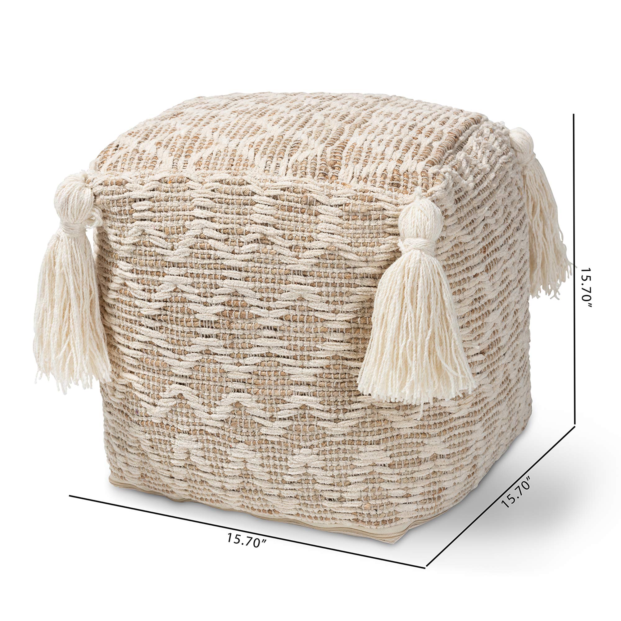 Baxton Studio Ottomans - Natural/Ivory Fabric Storage Ottoman Bench with Lift Top, Perfect for Living Room, Bedroom & Entryway Seating