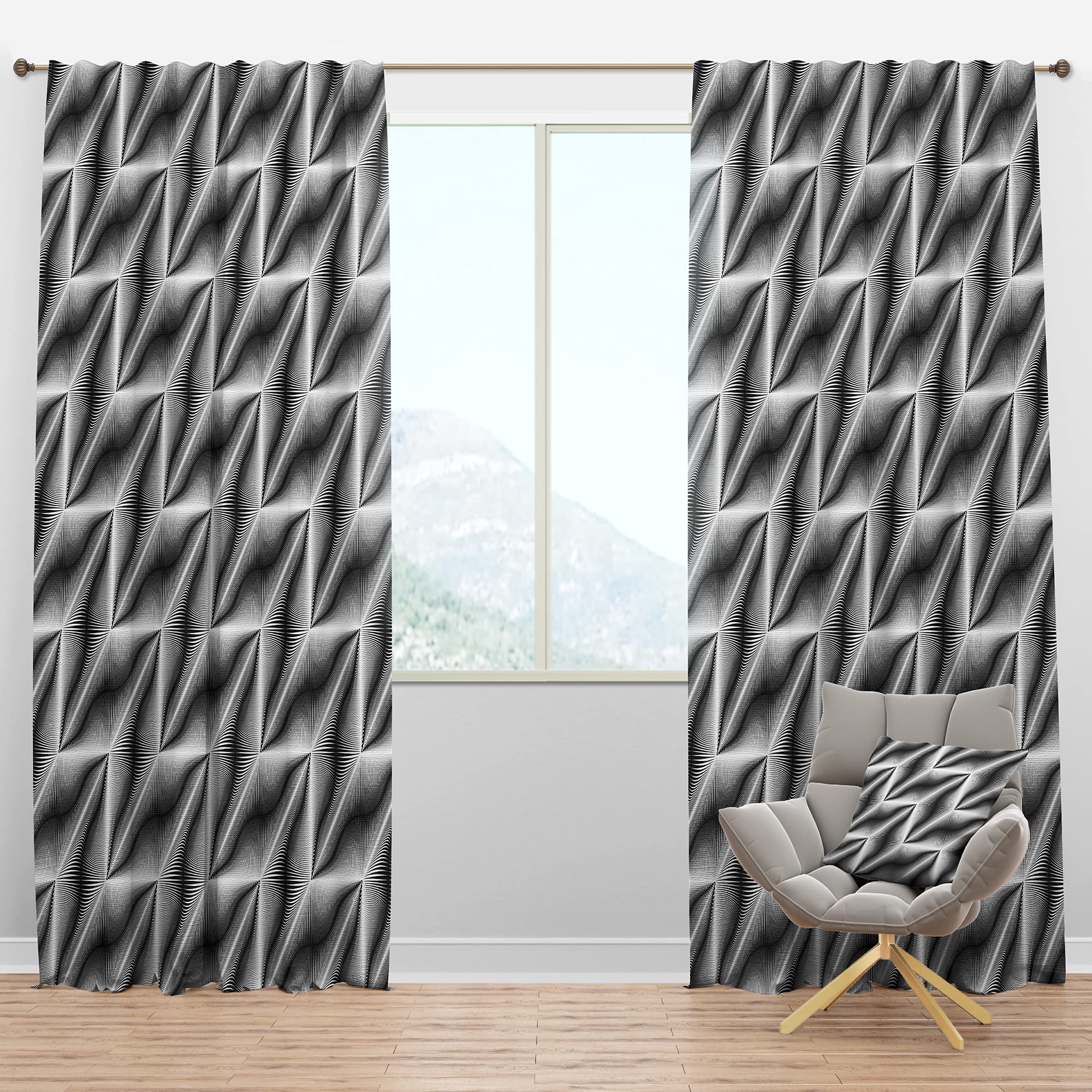 DesignQ Blackout Curtains - Minimal Striped Wave Geometric Pattern - Thermal Insulated Single Panel (52x120 inches) for Bedroom & Living Room - Noise Reducing & Energy Saving Window Drapes for Better Sleep & Home Decor