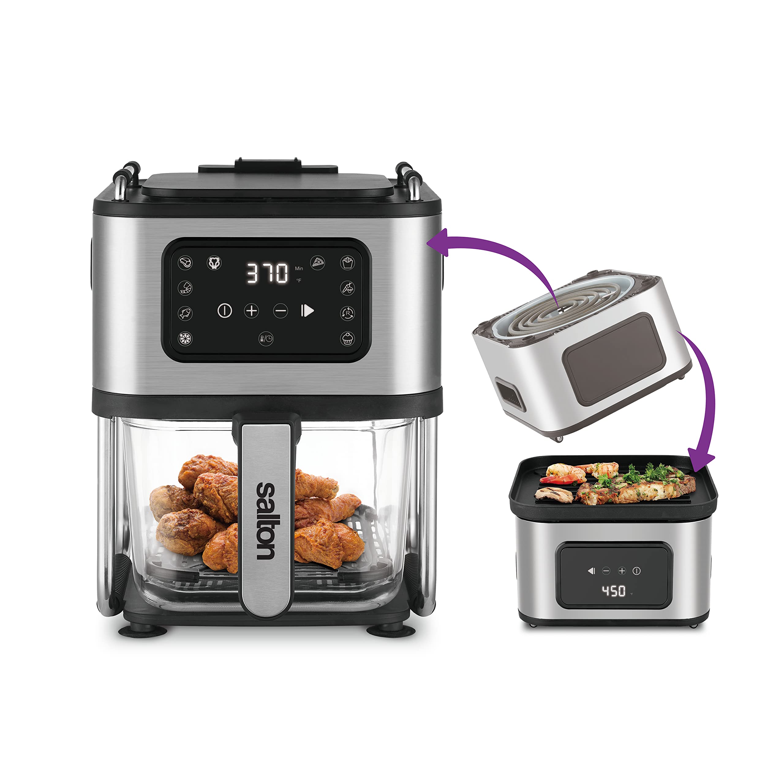 Salton Air Fryer XL 4.5L - Healthy Oil-Free Cooking for Family Meals | Large Capacity Air Fryer for Roasting, Baking & Frying | Perfect for Chicken Wings, French Fries & Vegetables
