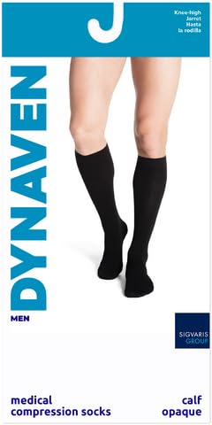 Sigvaris Men’s DYNAVEN 30-40mmHg Compression Socks - Closed Toe Calf-High Support Stockings for Circulation & Swelling Relief - Medium Long Size - Black - Ideal for Travel, Work & Medical Recovery