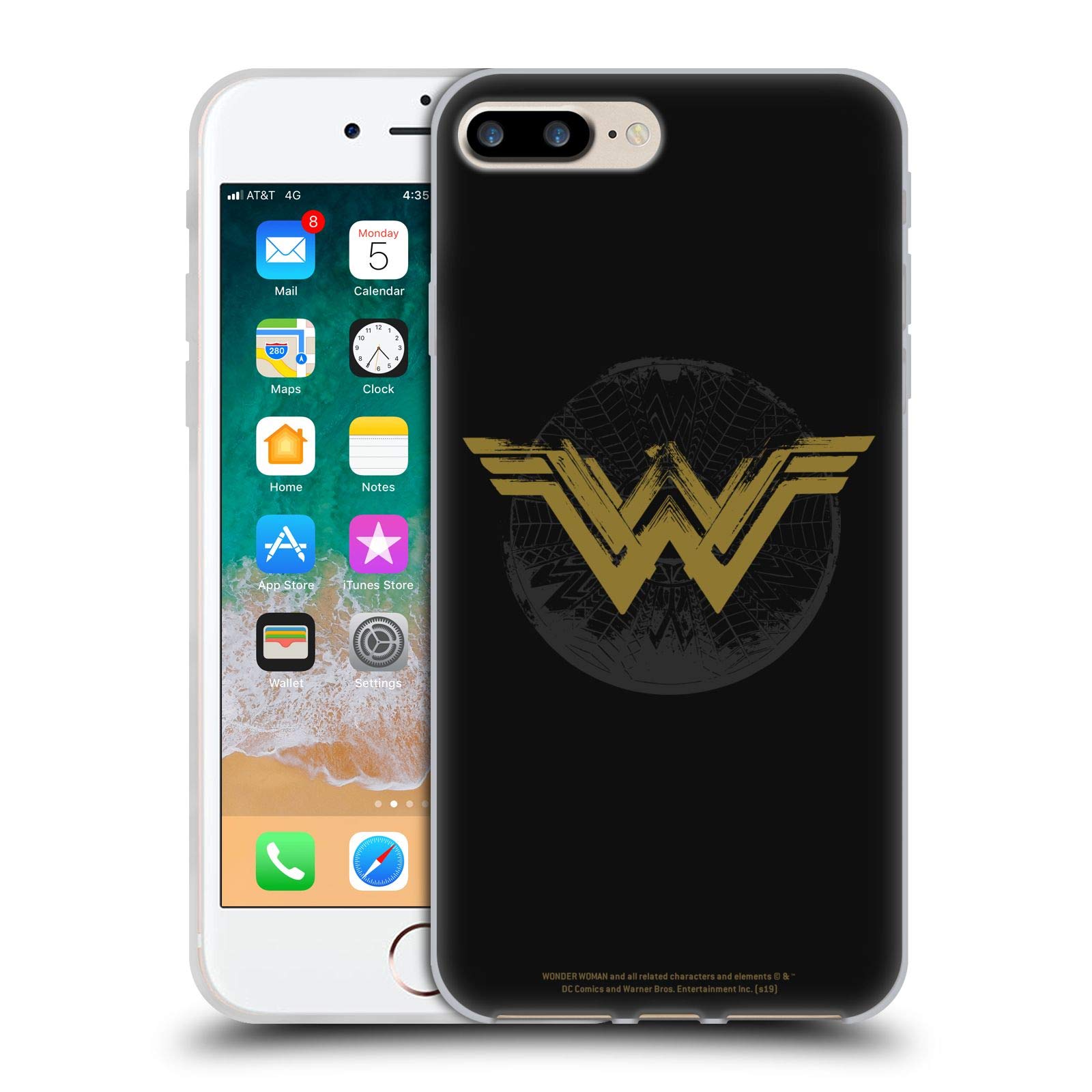 Official Wonder Woman Movie Distressed Logo Soft Gel Case for iPhone 7 Plus/8 Plus - Durable Protection & Stylish Design - Perfect for Superhero Fans & Daily Use