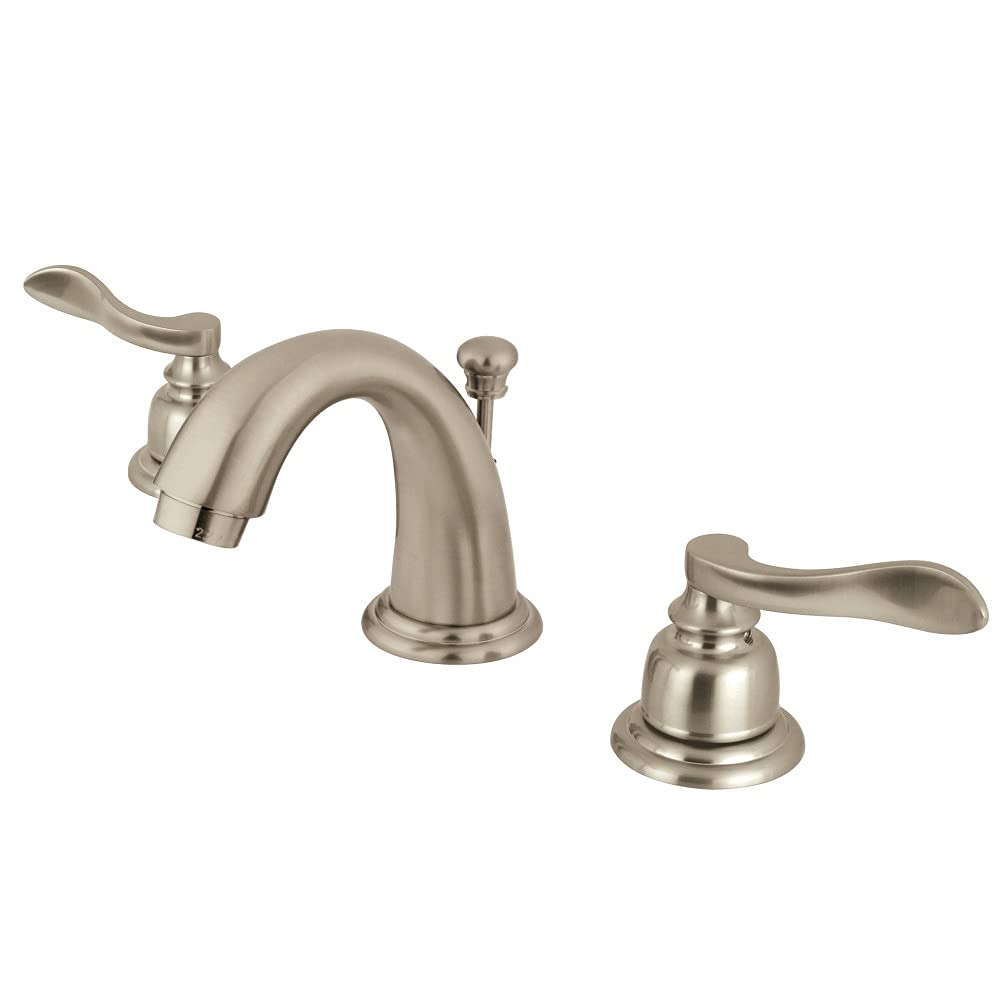 Kingston Brass KB8918NFL NuWave French Widespread Bathroom Faucet in Brushed Nickel - Elegant Sink Faucet for Modern Bathroom Vanity, Powder Room & Guest Bath Decor
