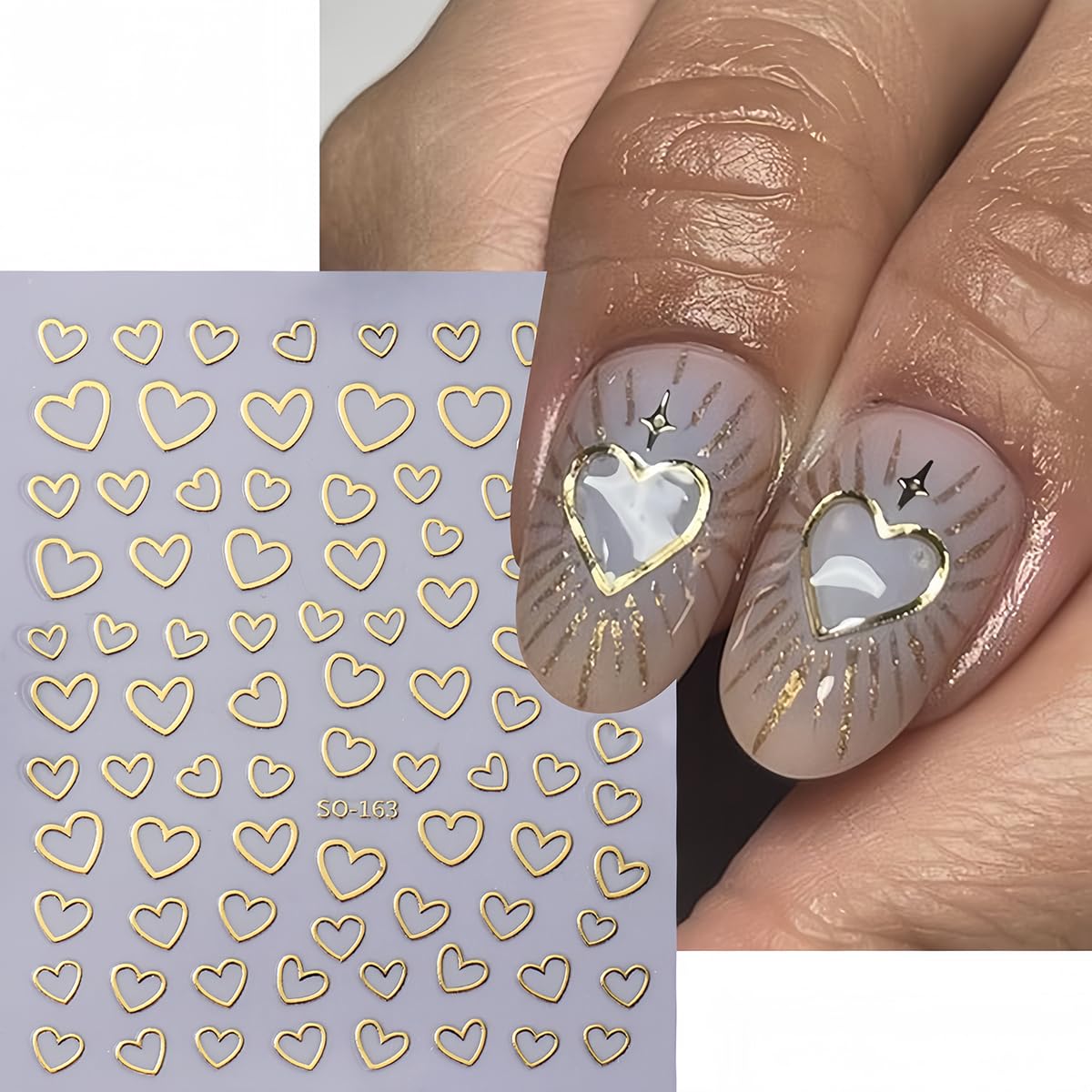 3D Heart Nail Stickers - 6 Sheets Self-Adhesive Nail Art Decals for Valentine's Day, DIY Manicure & Nail Design | Perfect for Romantic Dates, Bridal Showers, Anniversary Celebrations and Girls' Night Out