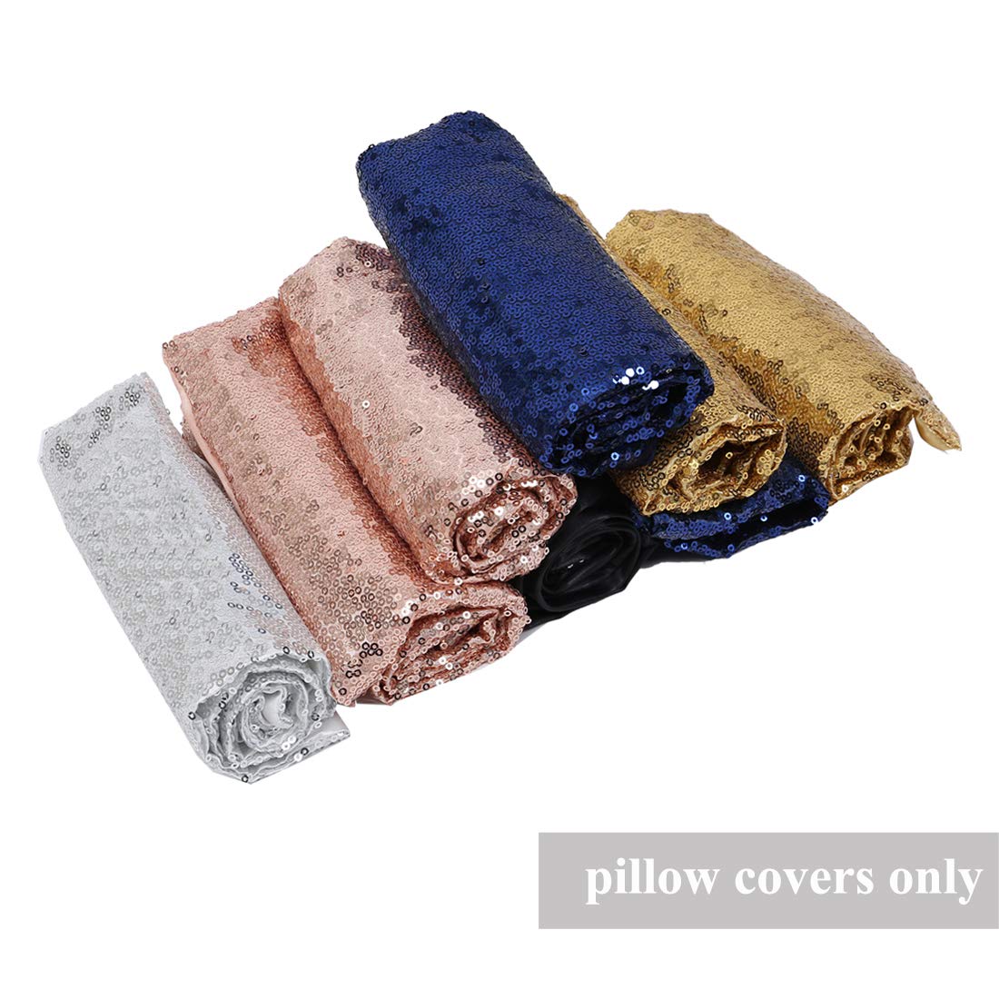 Eternal Beauty Set of 2 Black Sequin Decorative Pillow Covers 20x20 Inches - Luxury Throw Pillows for Sofa, Couch & Bed Decor - Perfect for Living Room, Bedroom & Home Styling