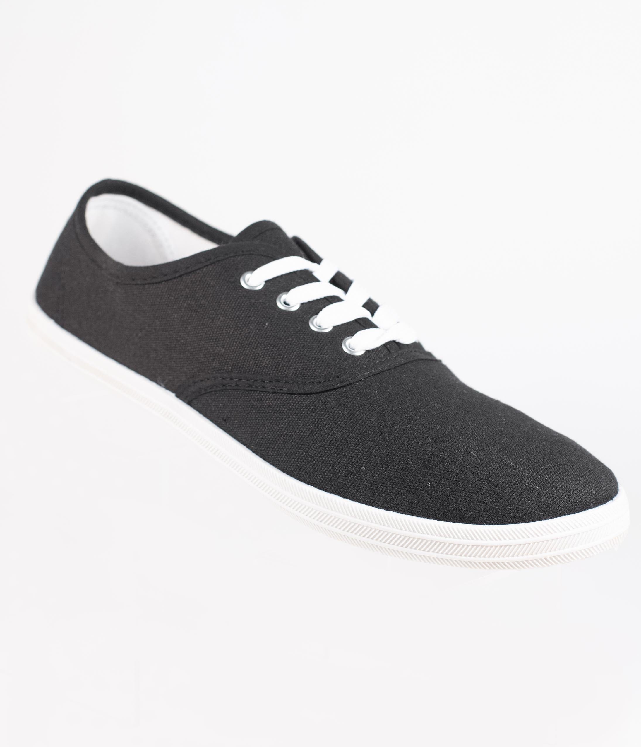 Black Canvas Women's Sneakers - Comfortable Casual Shoes for Walking, Running & Everyday Wear | Stylish & Lightweight for Workouts, Errands & Outdoor Activities