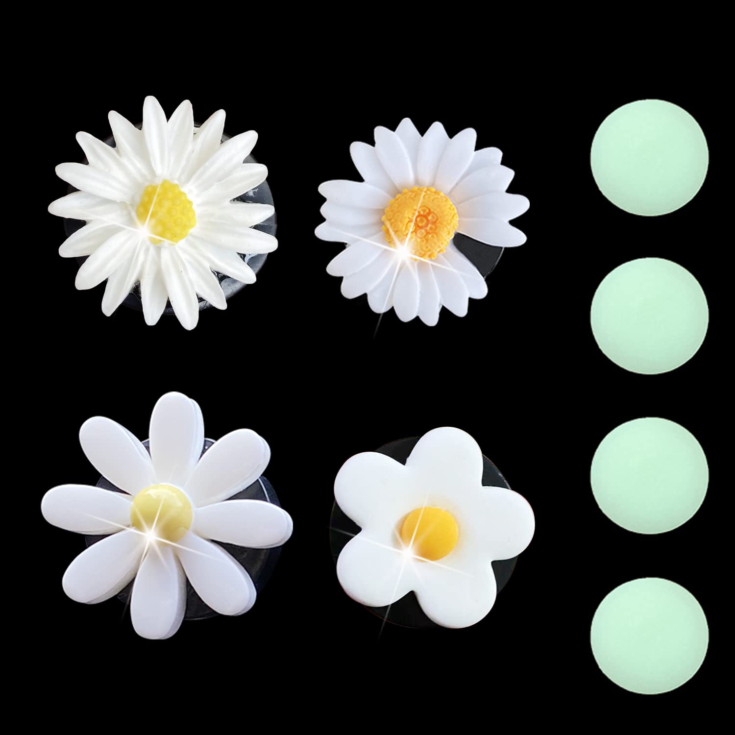 4 Pcs Daisy Air Vent Clips - Cute Flower Car Air Fresheners with Adjustable Fragrance for Women & Girls | Car Interior Decor Accessories | Perfect for Sedans, SUVs & Office Desks (White)