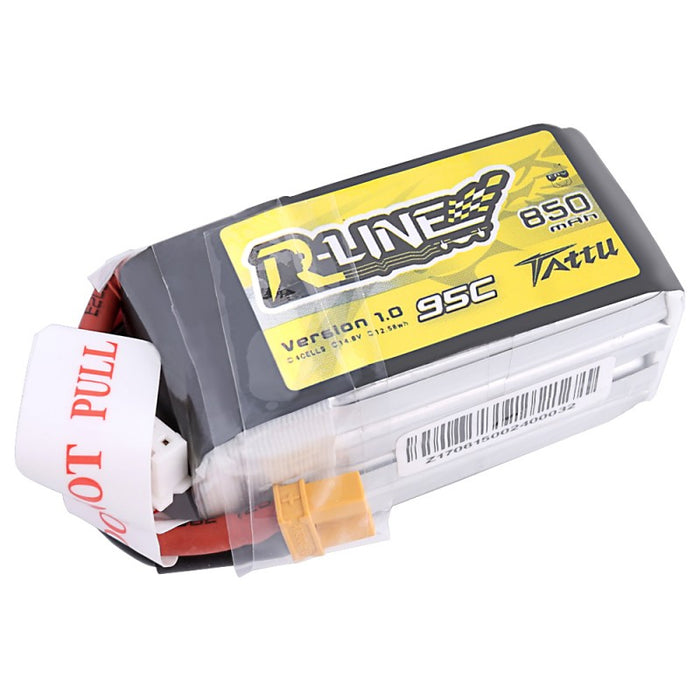 Tattu R Line 850mAh 95C 4S1P Lipo Battery Pack with XT30 Plug - High Performance RC Drone Battery for FPV Racing and Aerial Photography