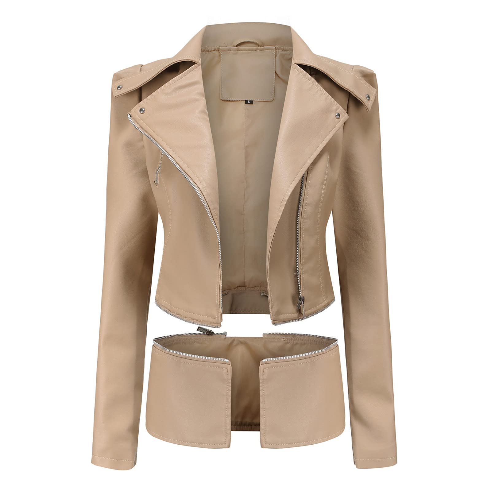 Women's Faux Leather Jacket with Detachable Fleece Lining - Long Sleeve Lapel Zipper Coat for Fall & Winter Fashion | Perfect for Office, Dating & Outdoor Activities