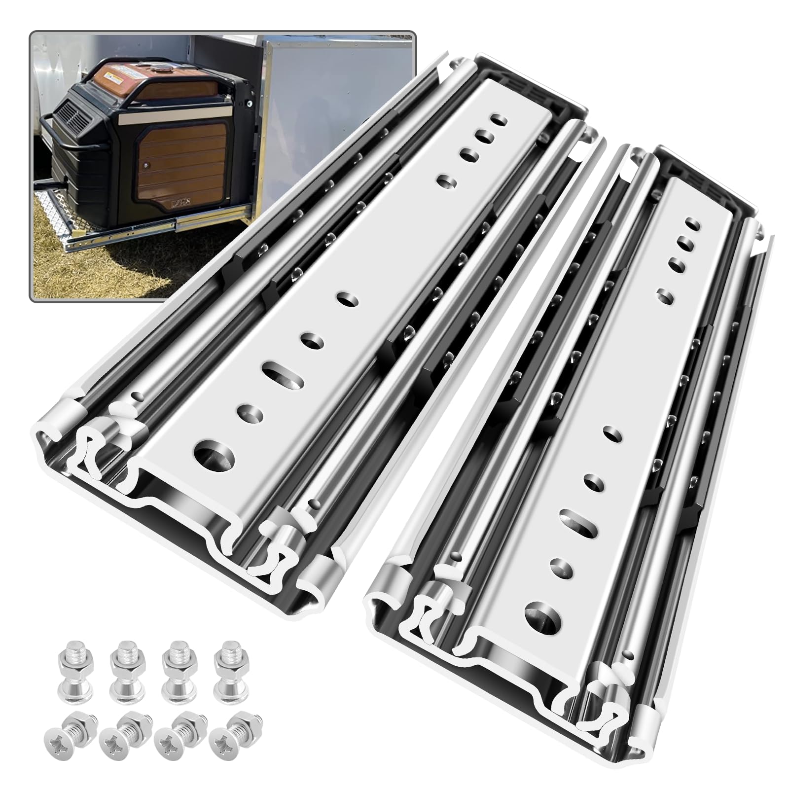 SHUHANG Heavy Duty Drawer Slides 500 lb Load Capacity - 12 to 60 Inch Full Extension Ball Bearing Side Mount Rails for Industrial, RV, Cabinets & Furniture - Perfect for Garage Storage, Workshop Drawers & RV Renovations