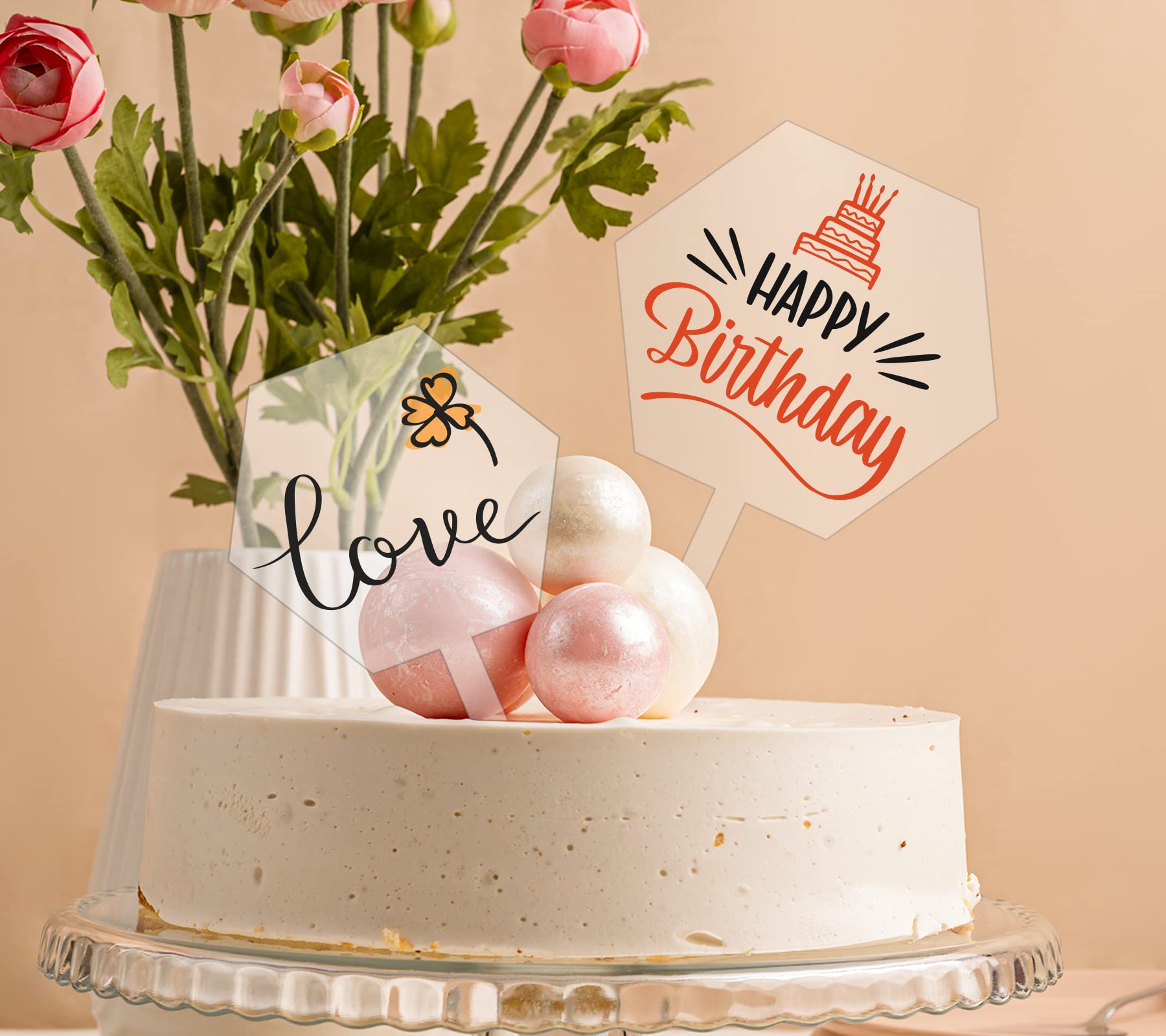 8-Piece Clear Acrylic Hexagon Cake Toppers Set (4x5
