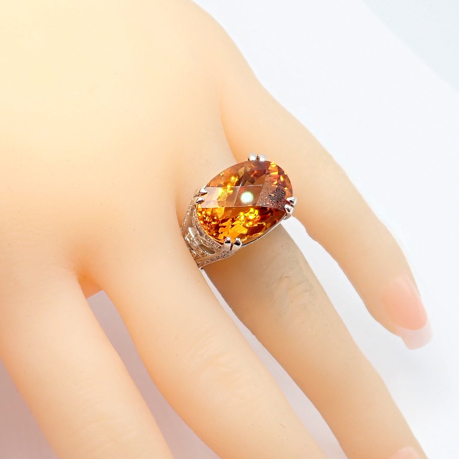 Kieselstein Cord Platinum 2.5 Carat Diamond & Golden Citrine Cocktail Ring Size 6.5 - Elegant Evening Wear & Special Occasion Jewelry Gift