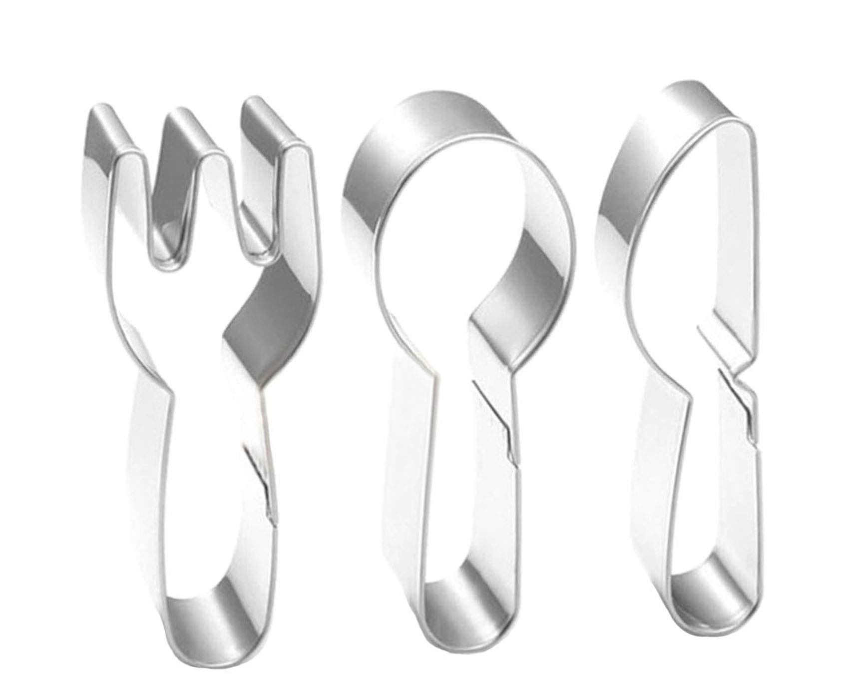 Stainless Steel Knife Fork Spoon Cookie Cutters Set - 3-Piece Baking Tools for DIY Cookies, Cakes, Cupcakes - Perfect for Holiday Baking, Birthday Parties, and Kitchen Decor