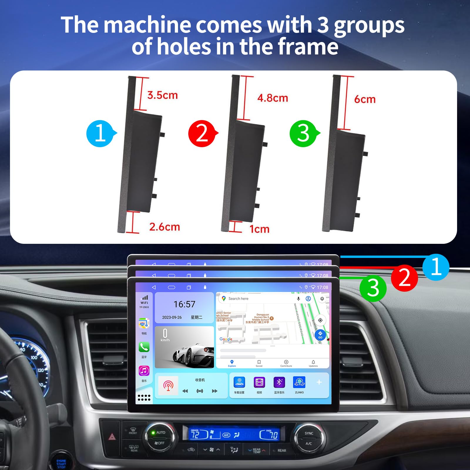128GB ROM 13.1 Inch Android 13 Car Stereo with Wireless CarPlay & Wired Android Auto for 2015-2019 Toyota Highlander/Kluger 3 XU50 - GPS Navigation, Multimedia Player, JBL Amplifier Support - Perfect for Road Trips & Daily Commuting