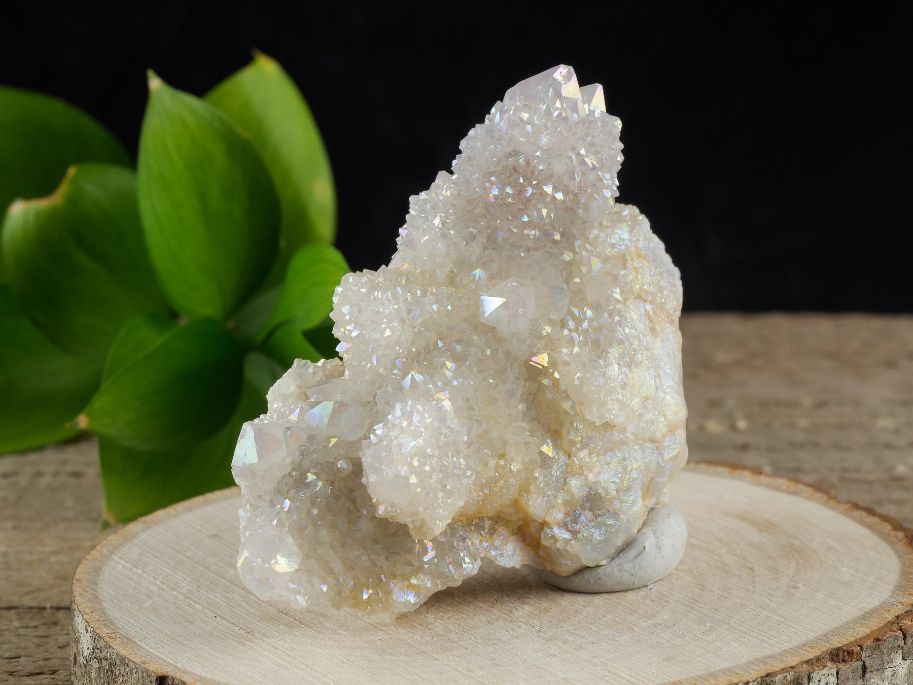Rainbow Aura Quartz Crystal Cluster - Angel Aura Quartz for Healing, Meditation & Spiritual Growth | Natural Spirit Quartz Decor for Home, Office & Sacred Space (R0420)