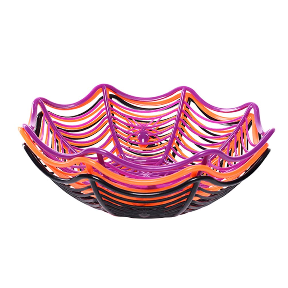 NUOBESTY 3-Piece Halloween Plastic Spider Web Fruit Bowl Set - Mini Kitchen Snack Container, Candy Storage Basket, Table Centerpiece Decor for Parties, Home, and Office