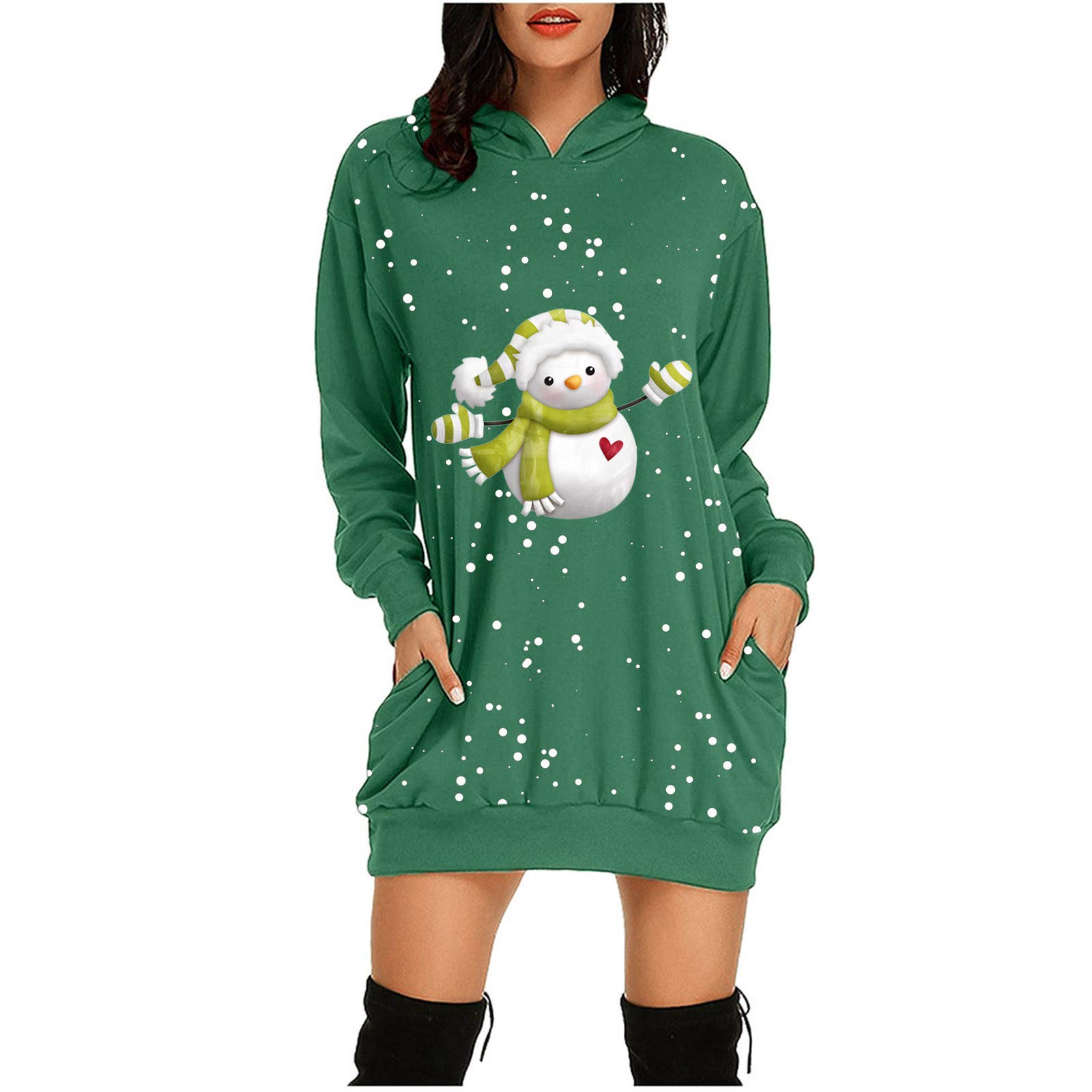 Women's Christmas Print Hoodie with Pocket - Stylish Holiday Fashion Top for Casual Wear & Gifts | Perfect for Parties, Family Gatherings & Winter Outfits