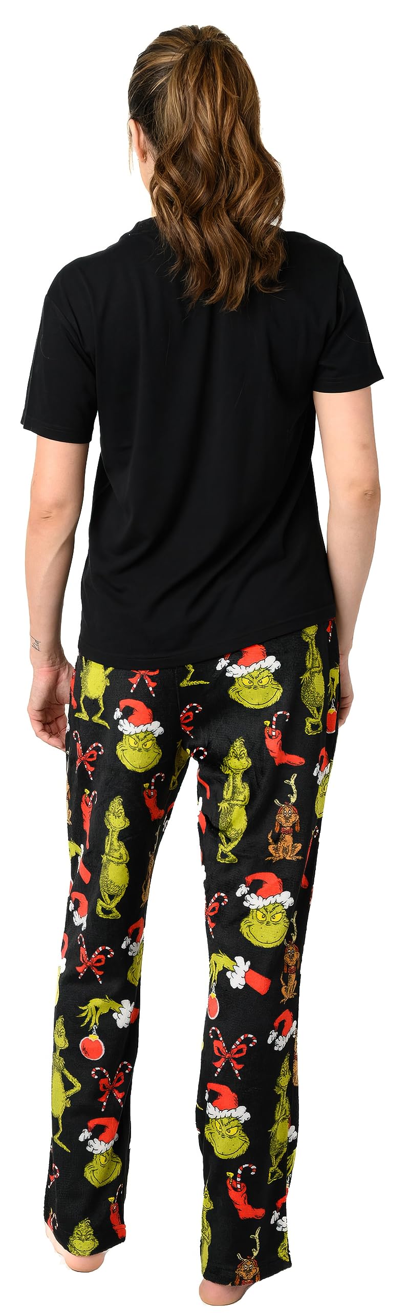 Women's Christmas Dr. Seuss Pajama Set - Cozy Minky Plush Pants & T-Shirt - Holiday Sleepwear for Festive Nights & Gift Giving