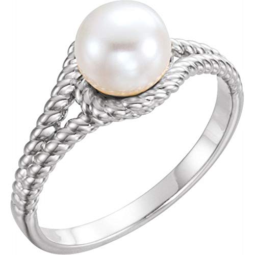 ICE CARATS 925 Sterling Silver 7mm White Freshwater Pearl Rope Ring - Elegant Fine Jewelry for Women, Perfect Gift for Her - Ideal for Weddings, Anniversaries & Special Occasions