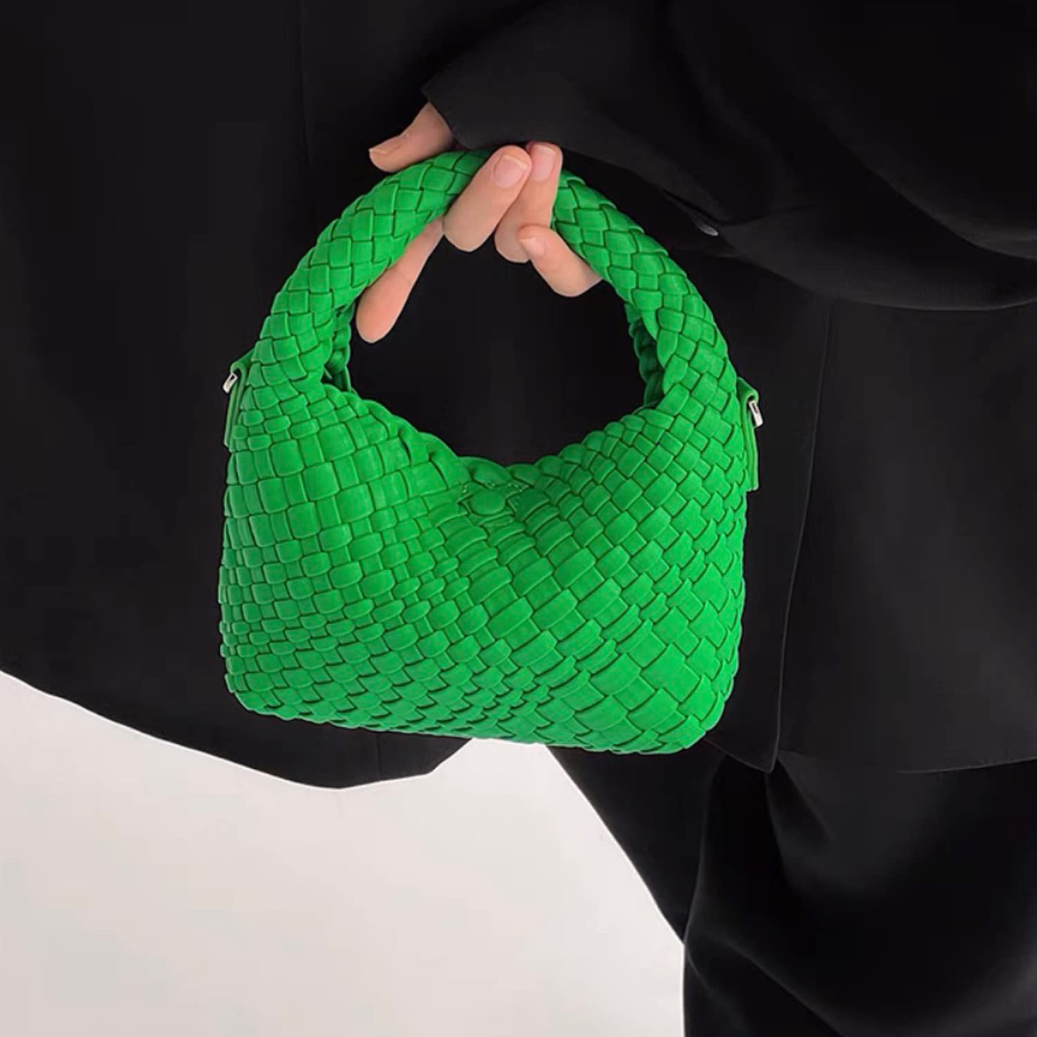 JINMANXUE Women's Small Handwoven Shoulder Bag - Crossbody Purse with Top Handle, Casual Hobo & Curved Tote for Everyday Use, Work, Travel and Shopping