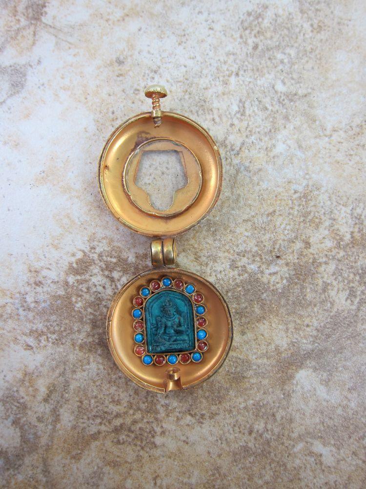 18K Gold Plated Gau Pendant with Tara Goddess Charm - Spiritual Jewelry for Meditation, Yoga & Buddhist Practices