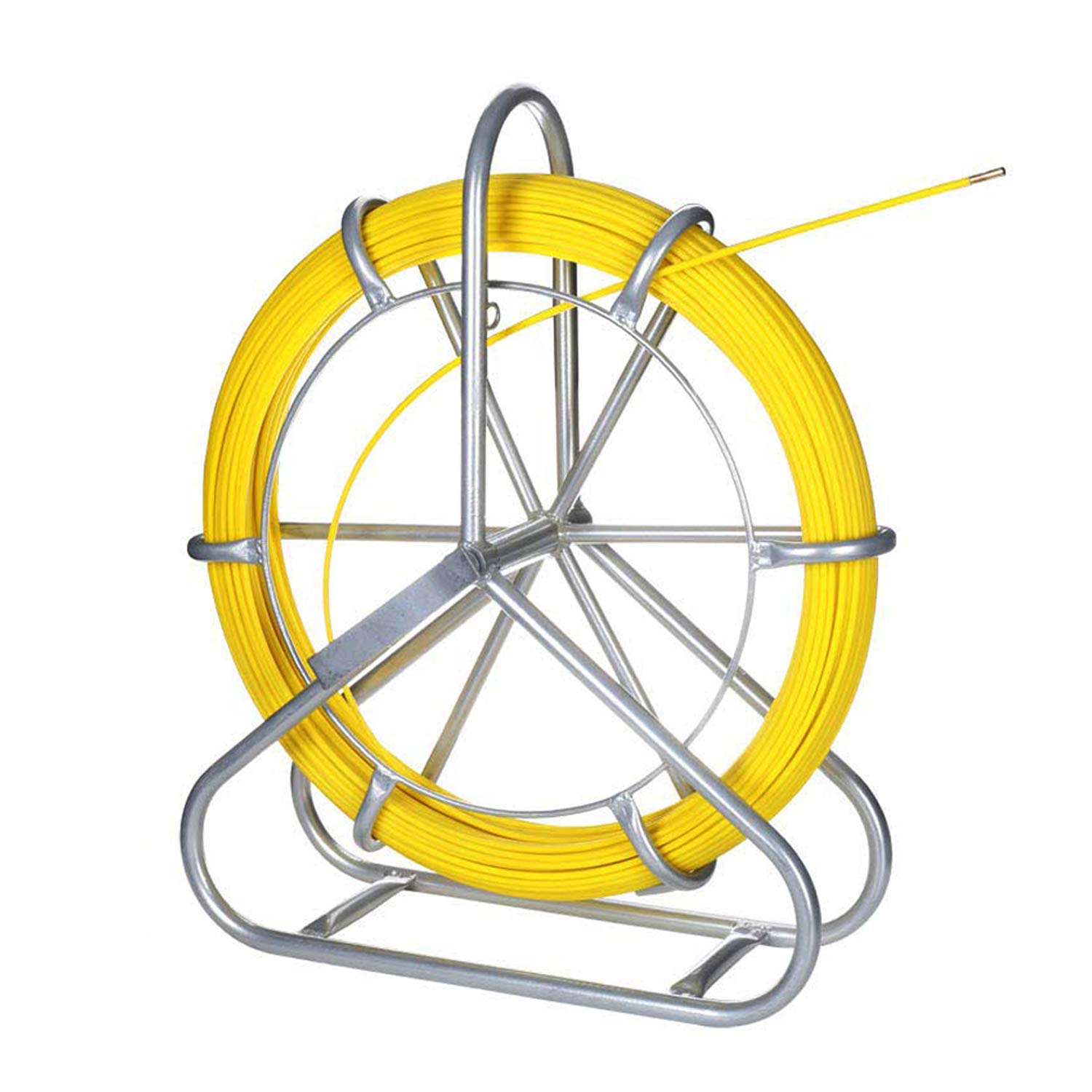 INTBUYING 8mm x 328ft (100m) Fiberglass Fish Tape Wire Puller with Brake - Electrical Cable Pulling Tool for Conduit Wiring, HVAC & Underground Pipe Installation