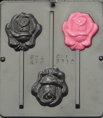 Rose Lollipop Chocolate Candy Mold 3312 - Silicone Baking Mold for DIY Valentine's, Wedding, Birthday Party Treats & Edible Gifts
