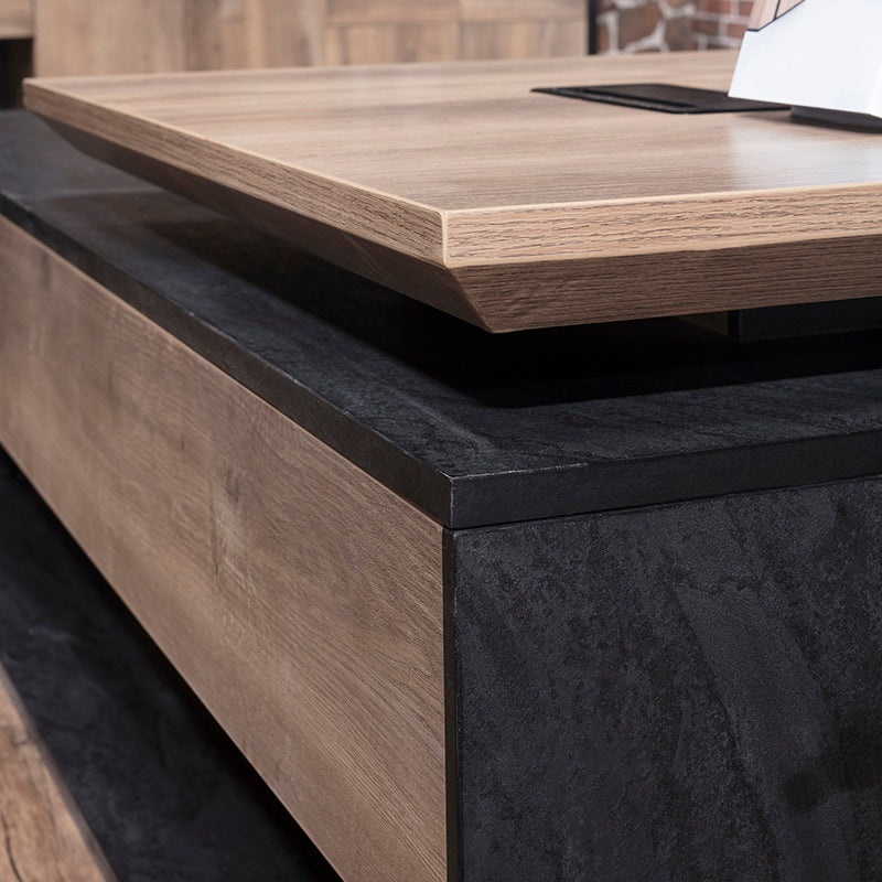 PHOENIX Executive L-Shaped Desk with Left Return 1.8M (70.8 Inches) - Warm Oak & Black Finish - Modern Home Office Furniture for Professionals & Remote Workers