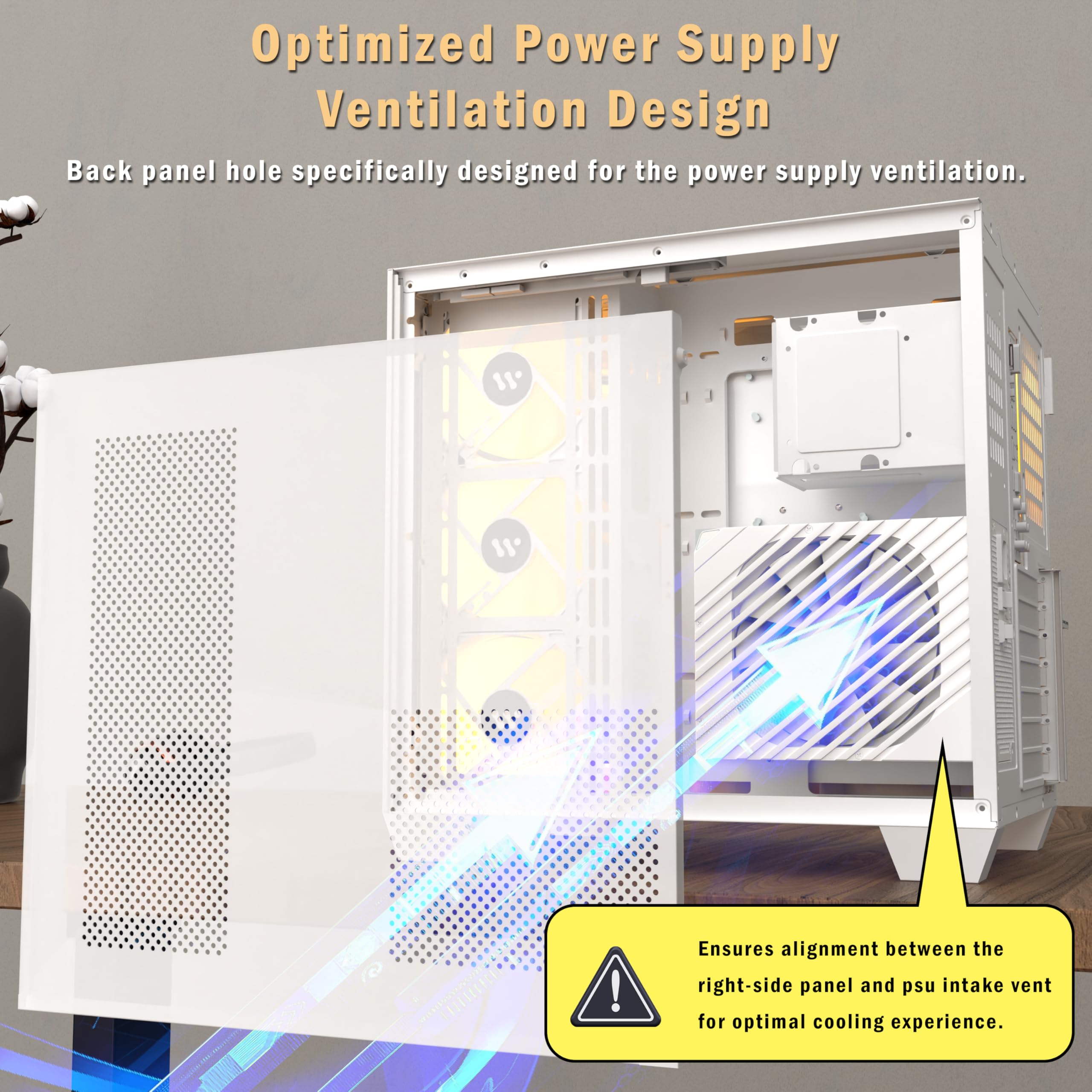 KEDIERS ATX Mid-Tower Gaming PC Case with 6 Pre-Installed PWM ARGB Fans, Panoramic Tempered Glass, USB 3.0 & 360mm Radiator Support - Perfect for Gaming Rigs, Streaming Setups & High-Performance Workstations