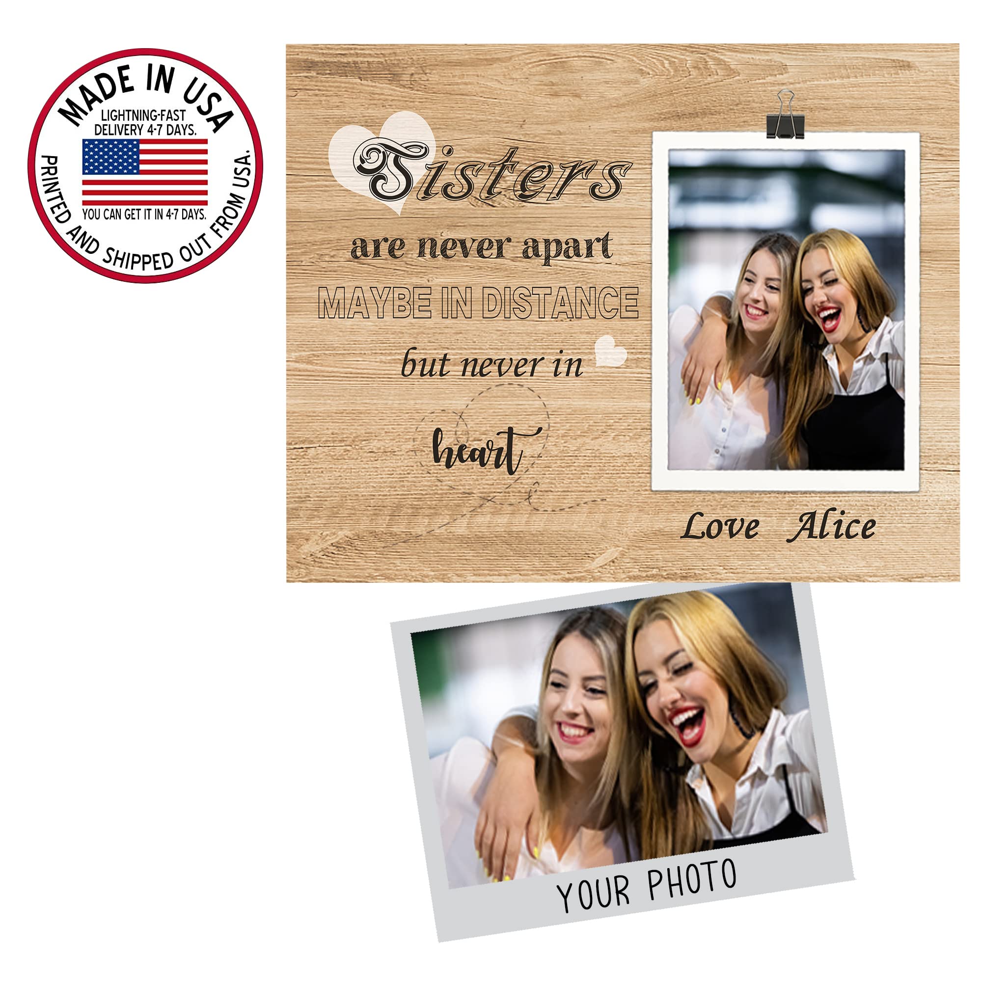 Custom Sister Photo Canvas Print - Personalized Wall Art Gift for Sister, Friend & Women - Graduation, Moving Away, Christmas & Birthday Present - Perfect for Home Decor, Bedroom & Living Room
