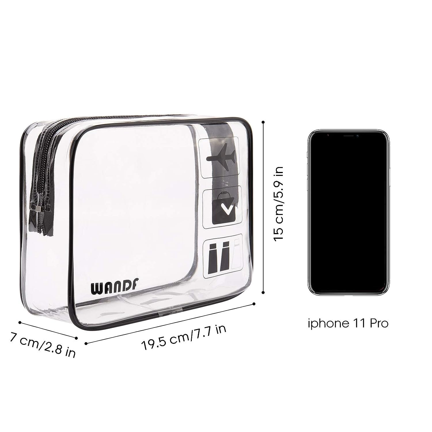 BESTOTTAM Clear Travel Toiletry Bag for Airports - TSA Approved Transparent Cosmetic Pouch & Shower Bag - Leakproof Plastic Toiletries Organizer (1 Set, Black) - Perfect for Carry-on Luggage & Quick Security Checks