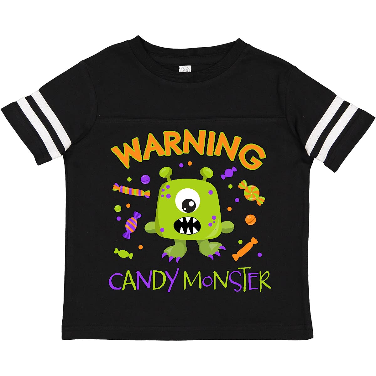 Inktastic Warning Candy Monster with Candy Cute Green Toddler T-Shirt - Fun & Playful Outfit for Kids Birthday Parties & Halloween Costumes