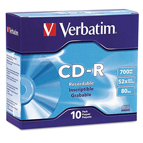 Verbatim CD-R Recordable Discs - 50 Pack, Silver, 700MB/80min Storage - Ideal for Music, Data Backup & Archiving