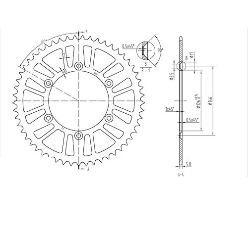 BikeMaster 53 Tooth Steel Rear Sprocket for Suzuki RM250 2001-2003 - Durable Motorcycle Gear Replacement for Off-Road & Motocross Racing
