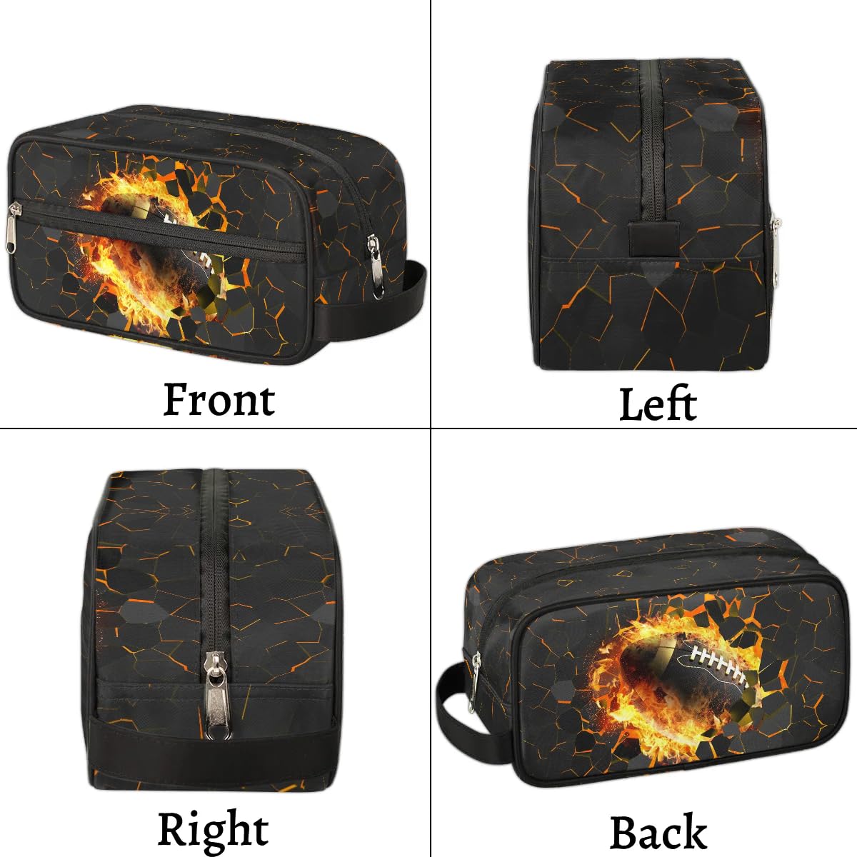 3D Football Toiletry Bag for Men & Kids - Waterproof Hanging Dopp Kit for Travel & Bathroom
