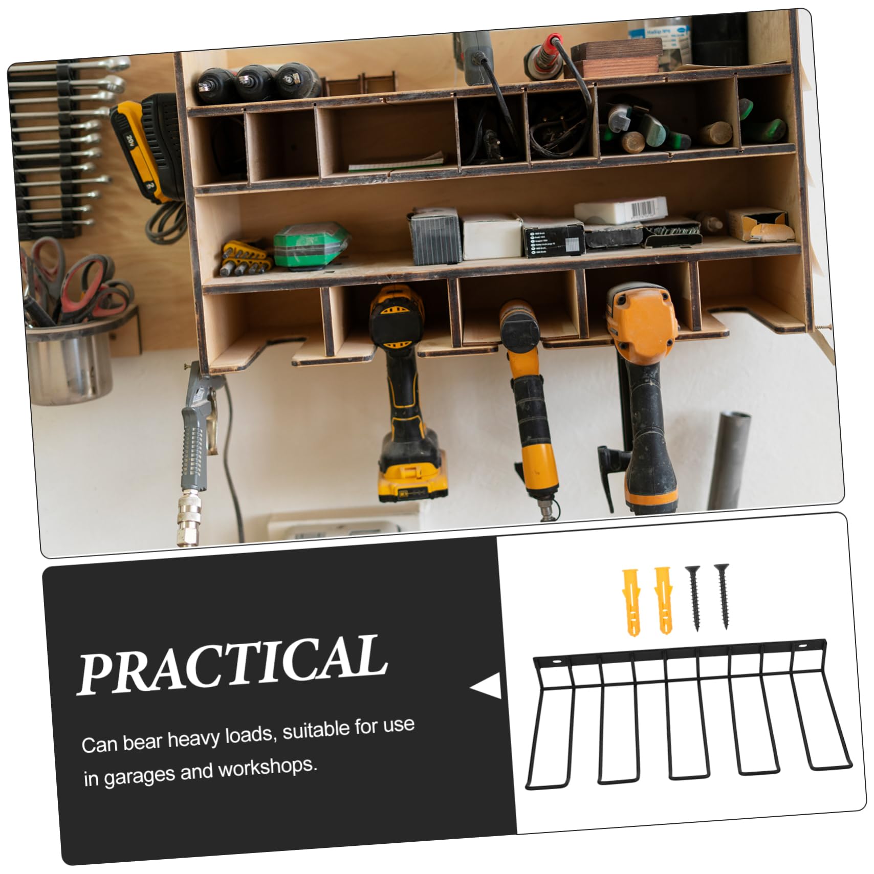 Veemoon Heavy Duty Wall Mount Power Tool Organizer - Drill & Tool Storage Rack for Garage, Workshop & DIY Projects - Durable Metal Shelf for Screwdrivers, Wrenches & Hammers