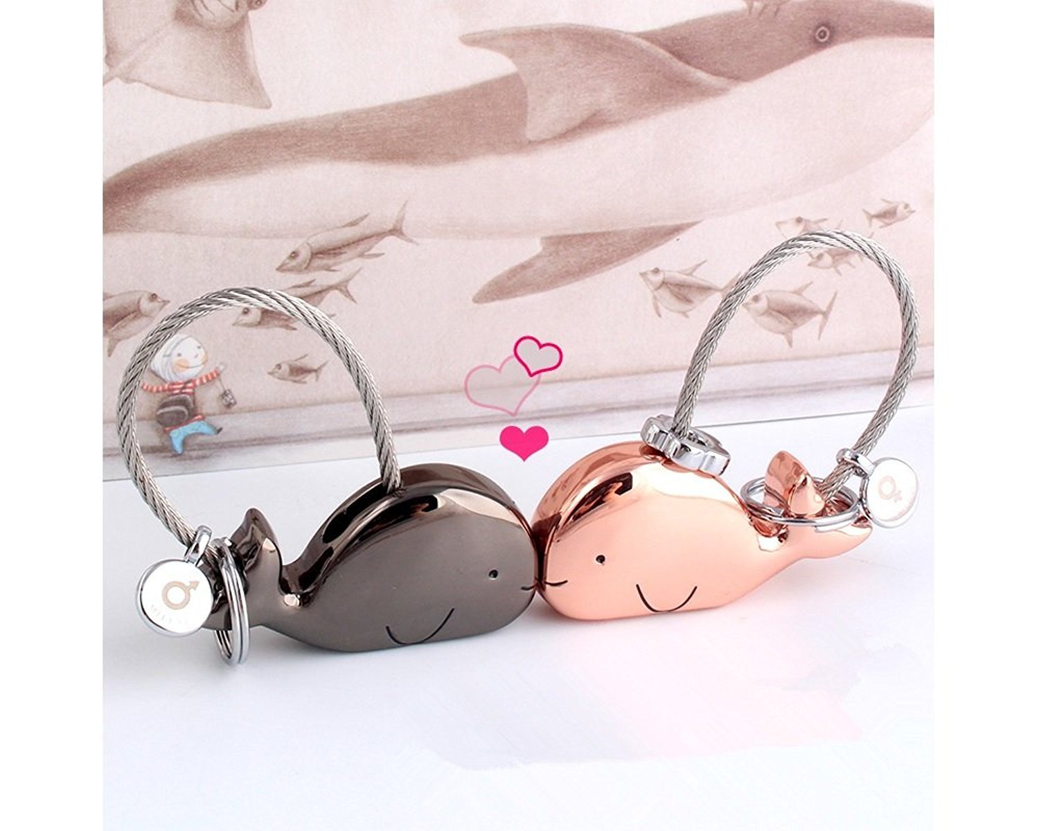 Personalized Sweet Kissing Whale Couples Keychains - Romantic Anniversary & Birthday Gifts for Couples - Perfect for Valentine's Day, Wedding Favors, and Everyday Carry